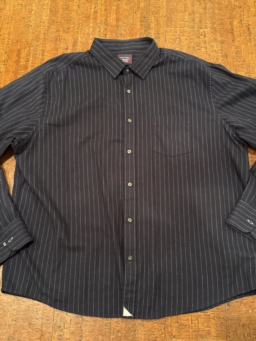 Untuckit XXXL Cotton Striped Long Sleeve Flannel Button Up Shirt